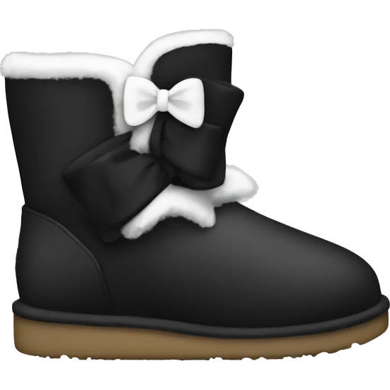 uggs black boots with a white bow emoji