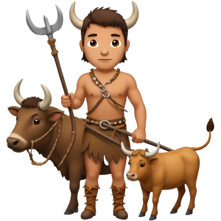 Stone age man  with Ox Plow emoji