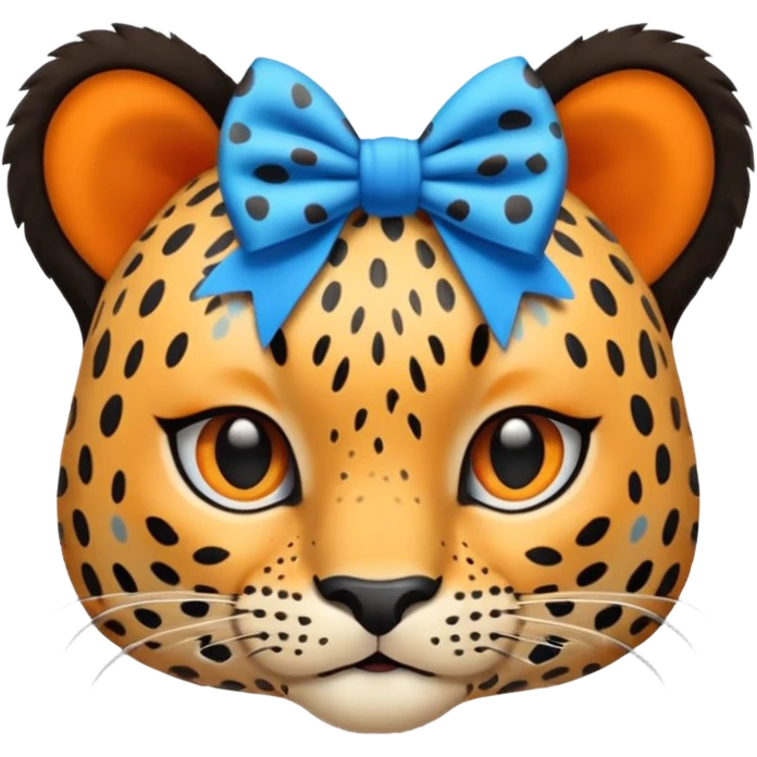 leopard with blue bow emoji