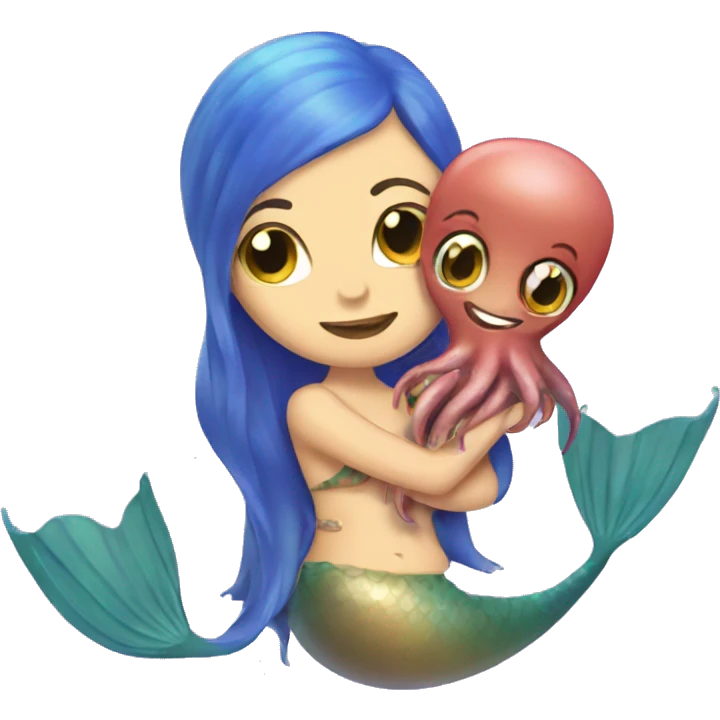 mermaid hugging squid emoji