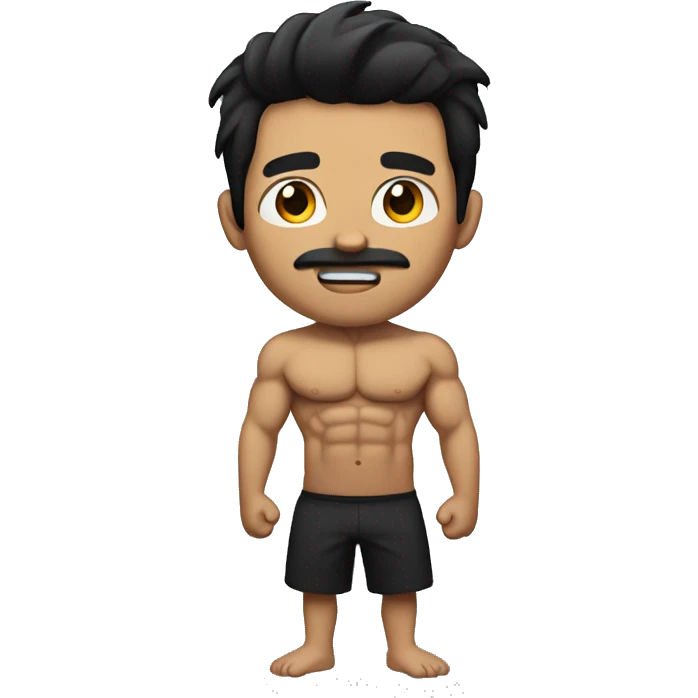 muscle with black hair emoji