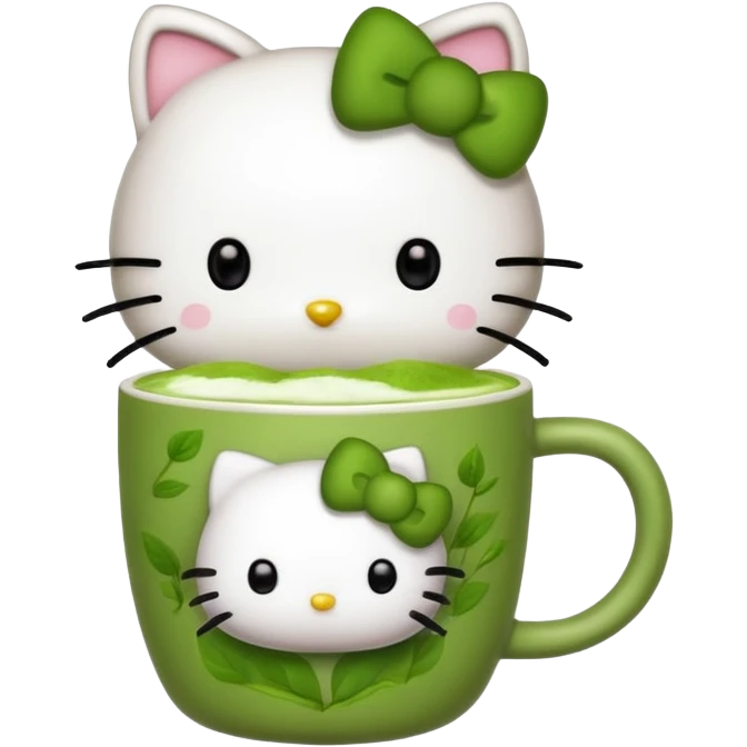 hello kitty drinking matcha emoji