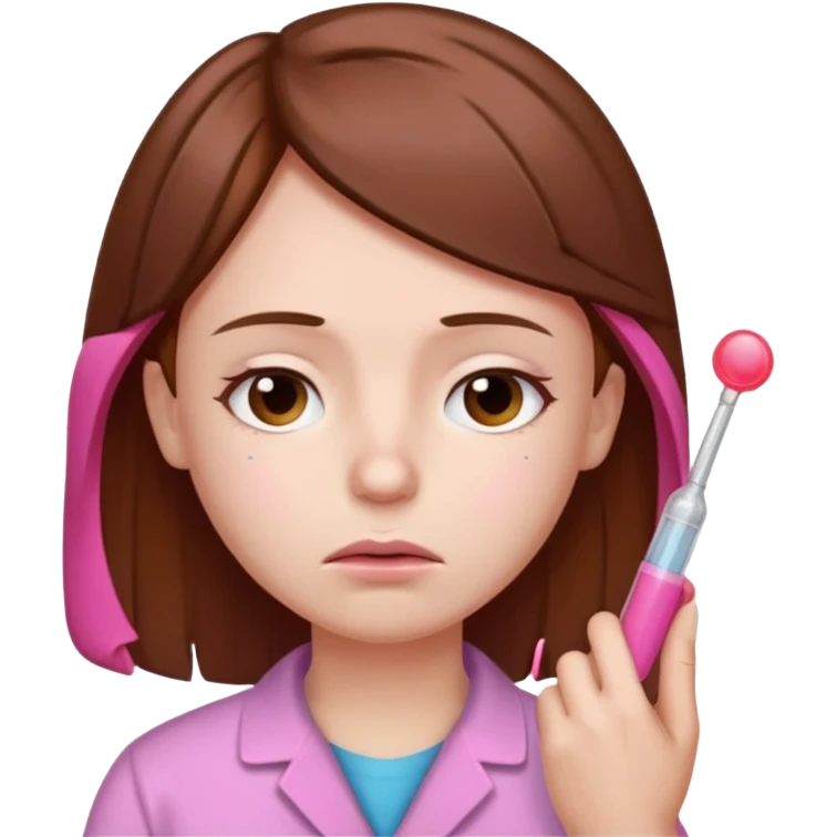 dolor de cabeza, garganta y un termómetro rosita con cabello marrón emoji