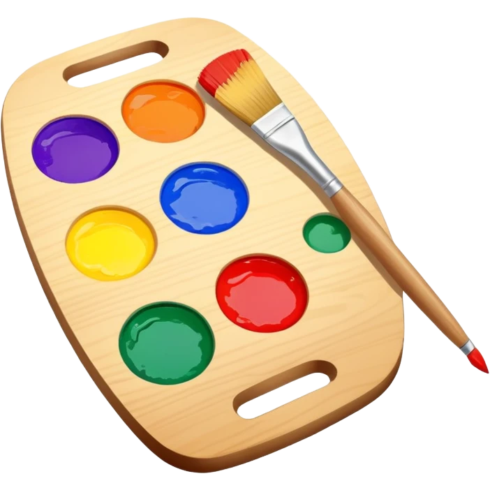 paint palette with bright colors and a brush, fun and inviting emoji
