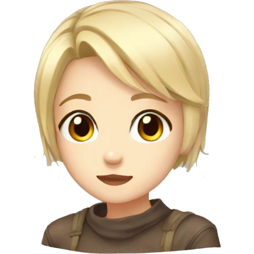 Cute anime girl, short hair, brown eyes, blonde,  emoji