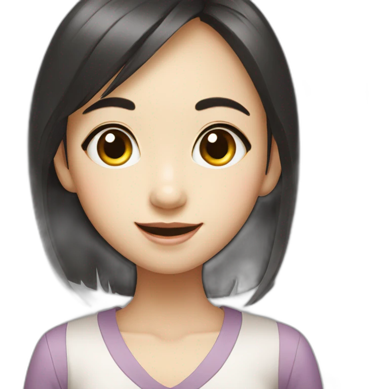 Chinese big eyes girl with big smile emoji