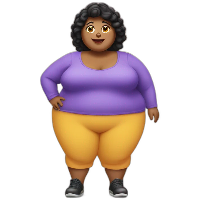fat lady with shoet black hair emoji