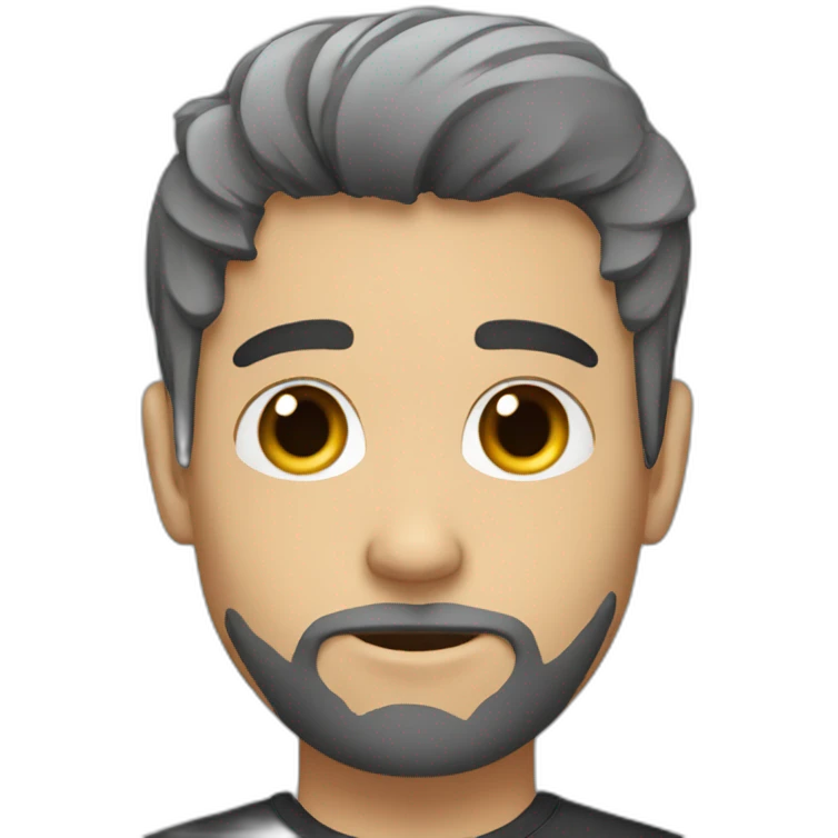 white gay young adult with black hair and threedaybeard emoji