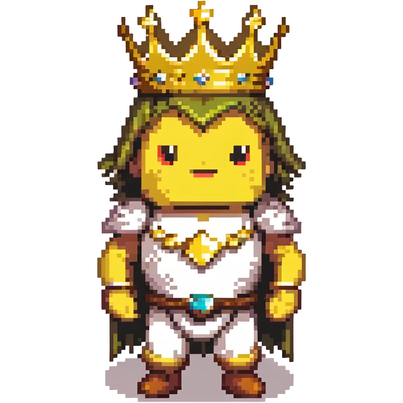 powerful character with golden crown, glow, striking background emoji