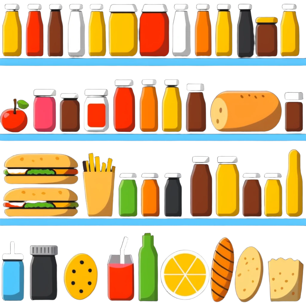 food items lined up in a row emoji