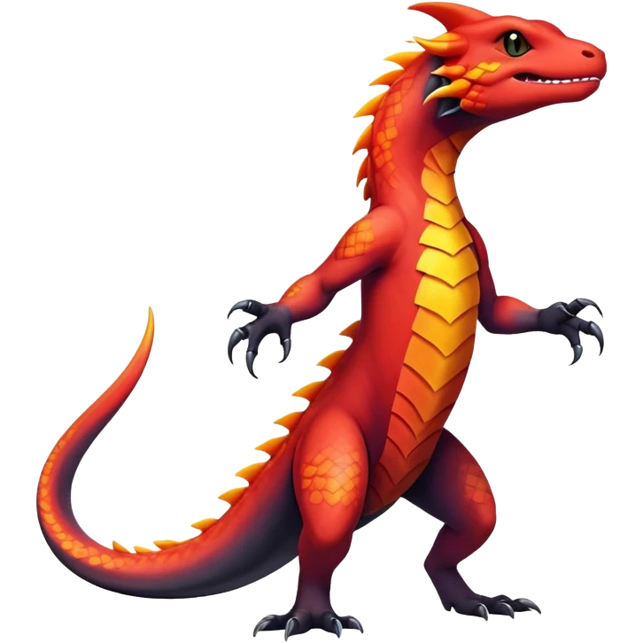 Colorful Dark Shiny Exotic Salandit-Charmeleon-Quilava-Fakémon-hybrid-creature (full body)  emoji