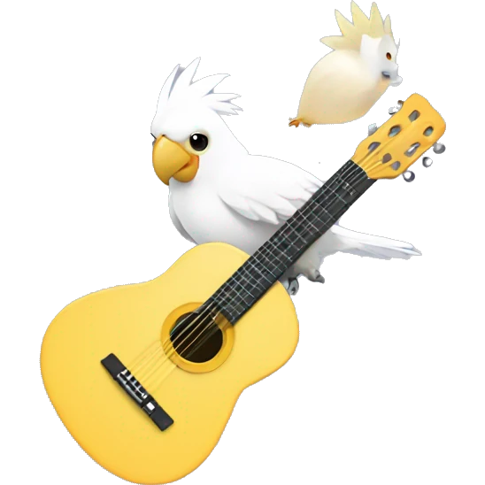 White cockatiel playing guitar emoji