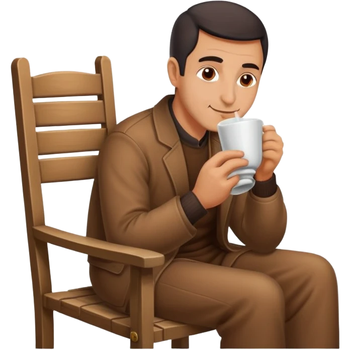 Konya Turkish guy drinking a nice warm tea on his chair  at a beautiful sight emoji