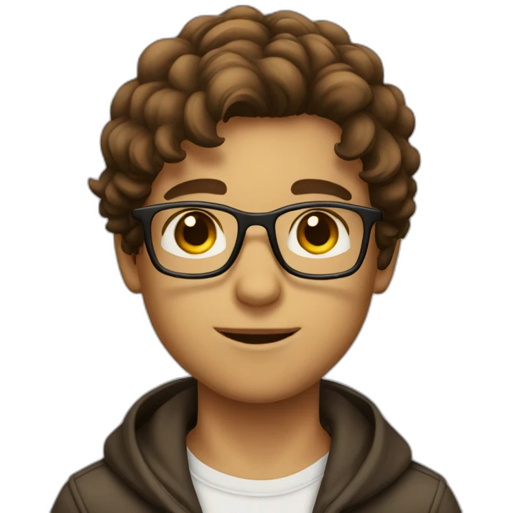boy with glasses, hair brown, eyes brown, 30 years emoji