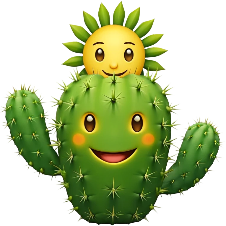 smiling cactus with sun in background emoji