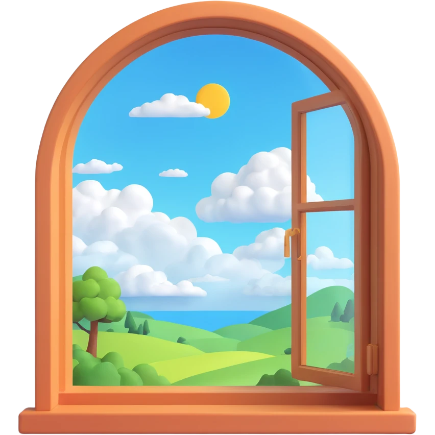 a big full width/height window with a idyllic scenery skylight and clouds visible emoji
