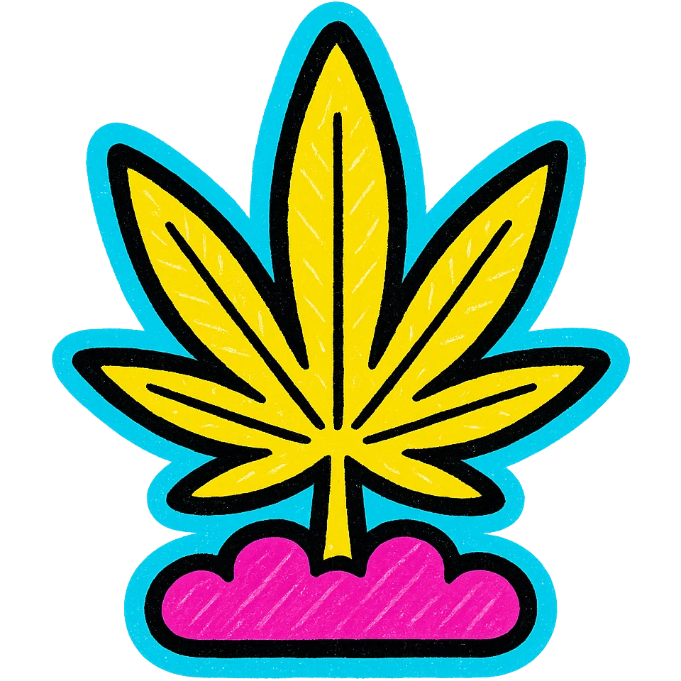 colorful, easily recognizable sticker representing cannabis, no text, for Discord roleplay server emoji
