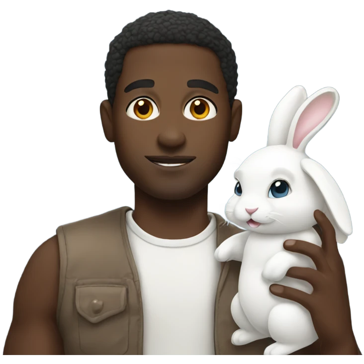 Black guy holding white bunny emoji