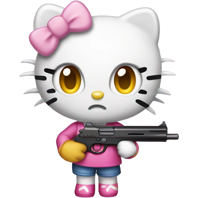 hello kitty with a gun but her eyes are normal  emoji