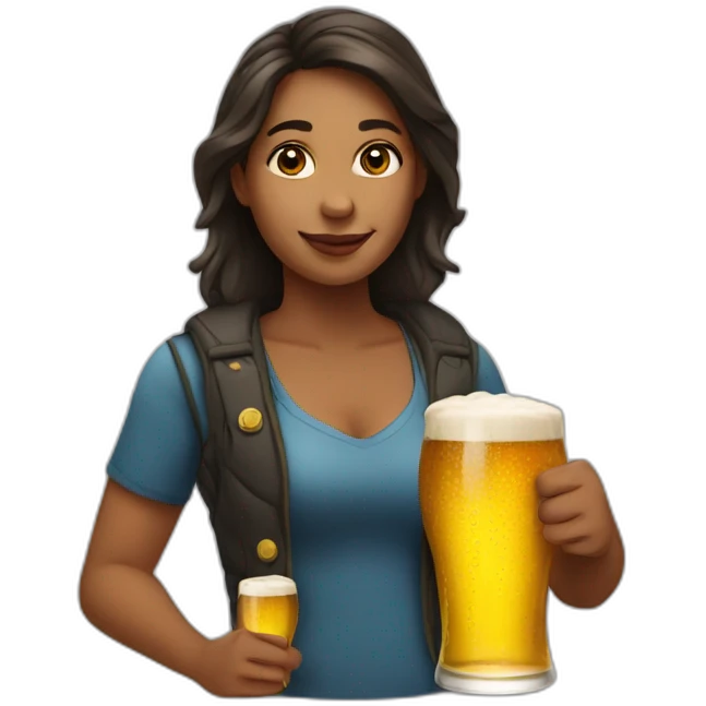 woman with beer emoji