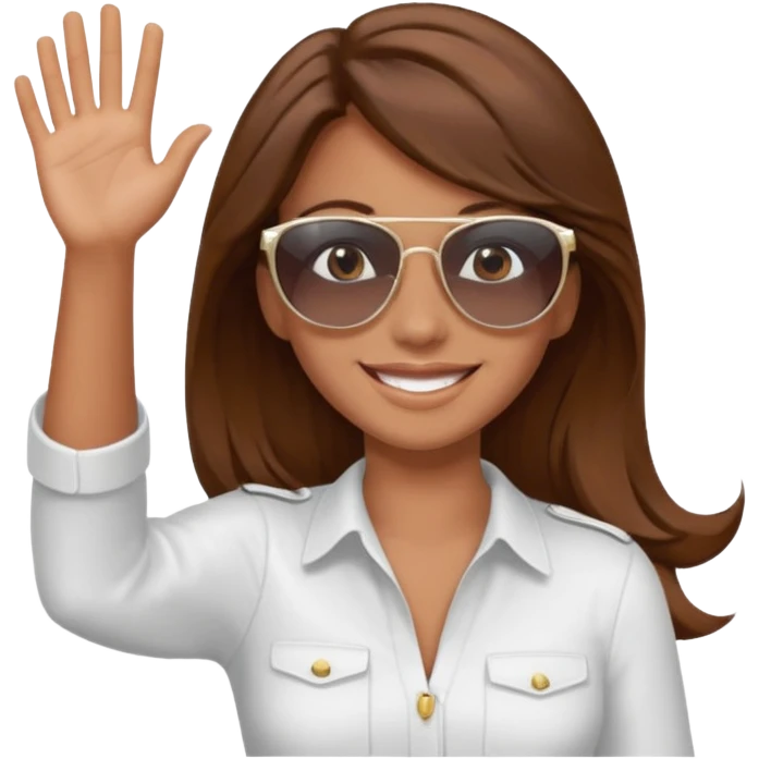 girl waving from the top of an airplane, simple, clear, no text emoji