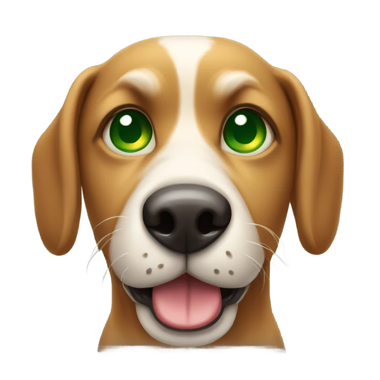 Perro con los ojos verdes emoji