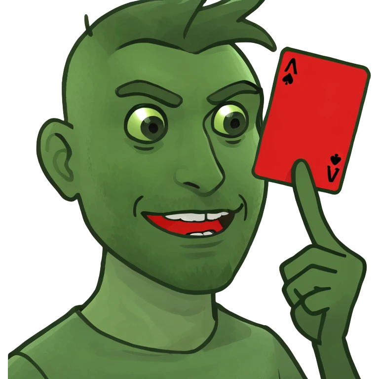 A man holds a red card in front of him emoji