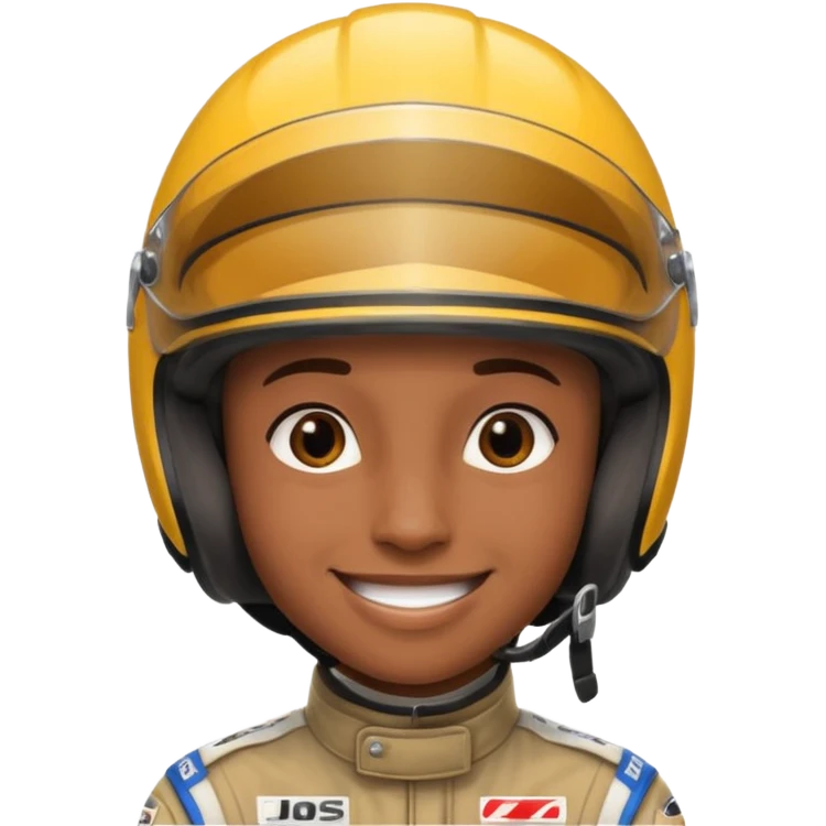 Race Driver, brown skin, smile emoji