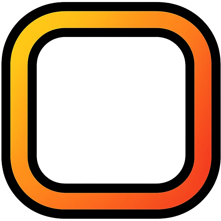 stylized icon of a square with rounded corners, completely white inside, flowing ombre transition to black outside, no visible border or outline, no text emoji