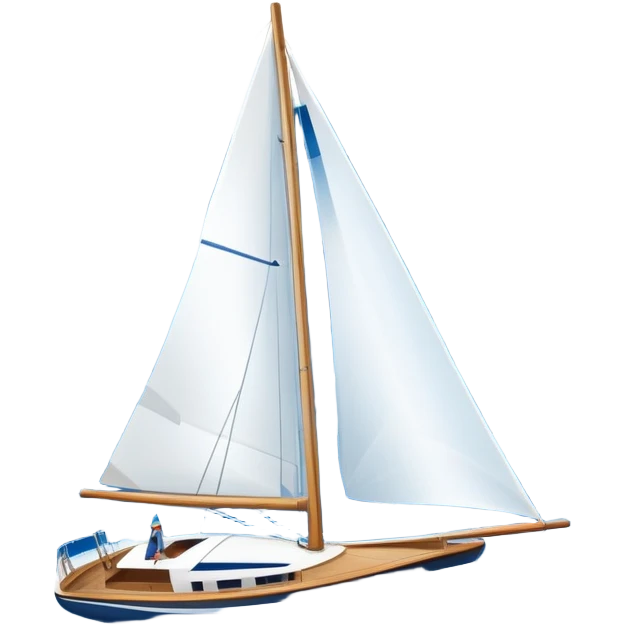 An icon featuring a sleek sailboat with billowing sails cutting through the waves. The design includes the boat's mast, a wind-filled sail, and water splashes, symbolizing the thrill and skill of sailing. Transparent background highlights the elegance and power of wind-driven sports. emoji