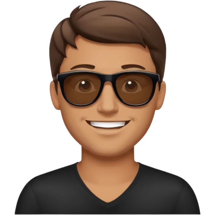 happy white man with brown hair and black sunglasses iOS style emoji