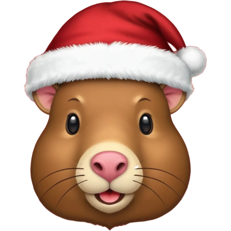 Una capibara con gorro navideño emoji