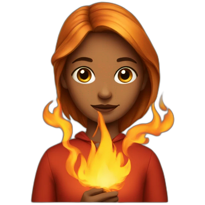 Girl with fire emoji