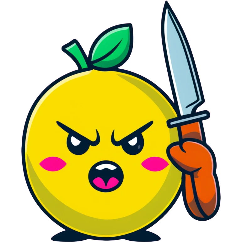 pink angry lemon with a knife emoji