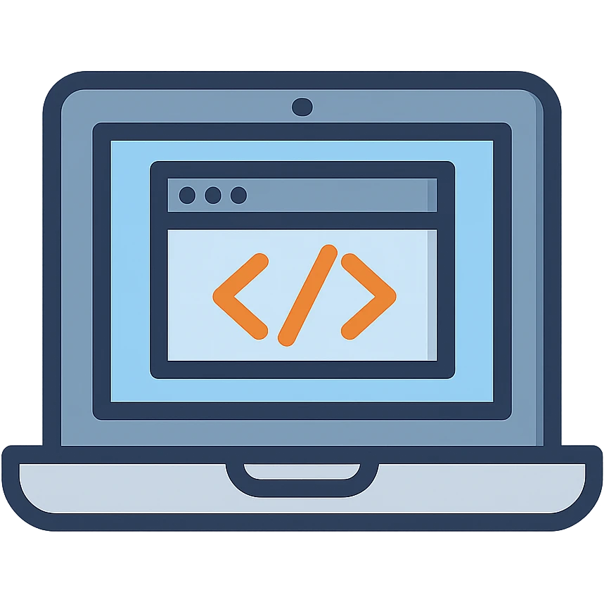 flat toon style software icon, simple computer with code window emoji