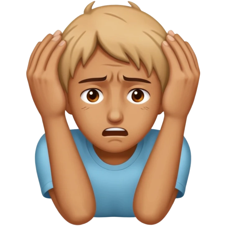 Face clutching head in agony and pain, suffering expression, hands gripping head emoji