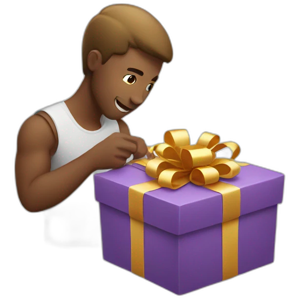 white guy opening gift love emoji