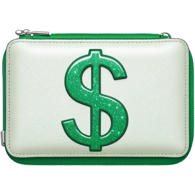 glitter white wallet green symbol $ emoji