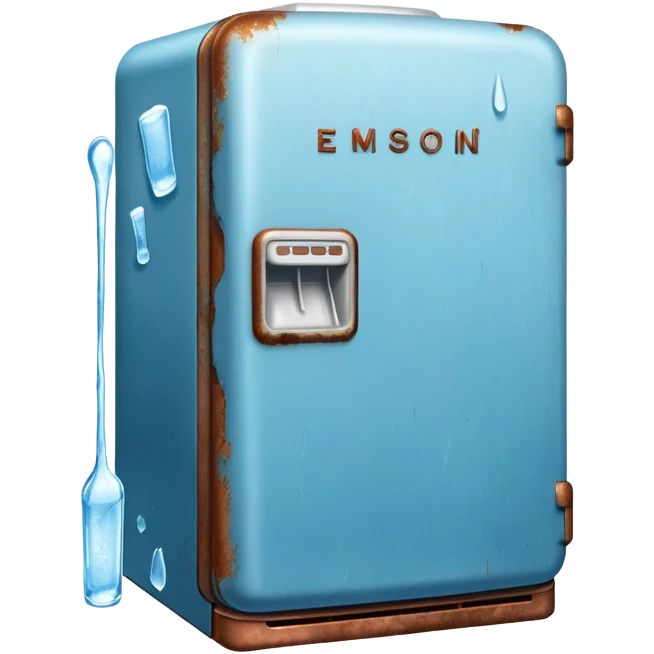 old blue refrigerator with ice inside emoji