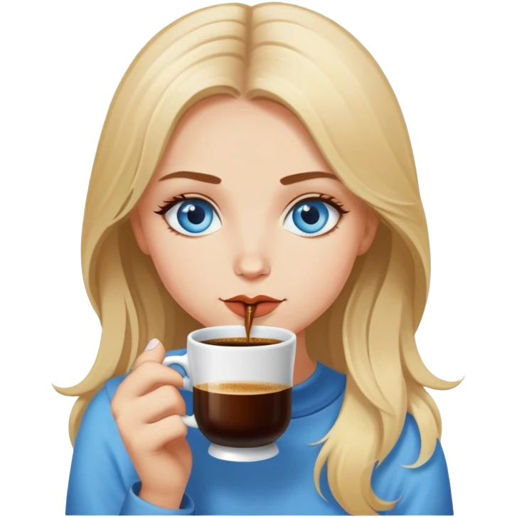 dirty blonde haired blue eyed girl sipping turkish coffee  emoji