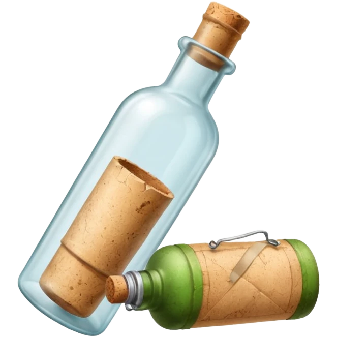 message bottle with paper inside emoji