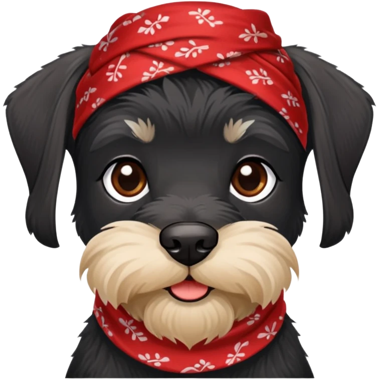 Black Mini schnauzer with red bandana emoji