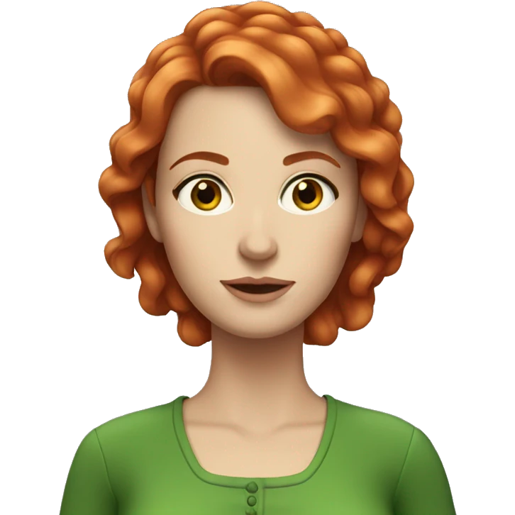 White woman with medium length red hair and green eyes emoji