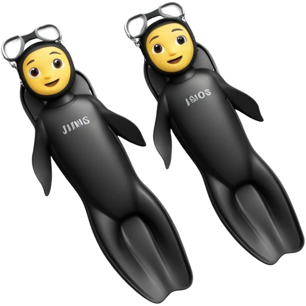 A 3D cartoon pair of diving flippers on a white background, shiny rubber texture, Memoji-style rendering. emoji