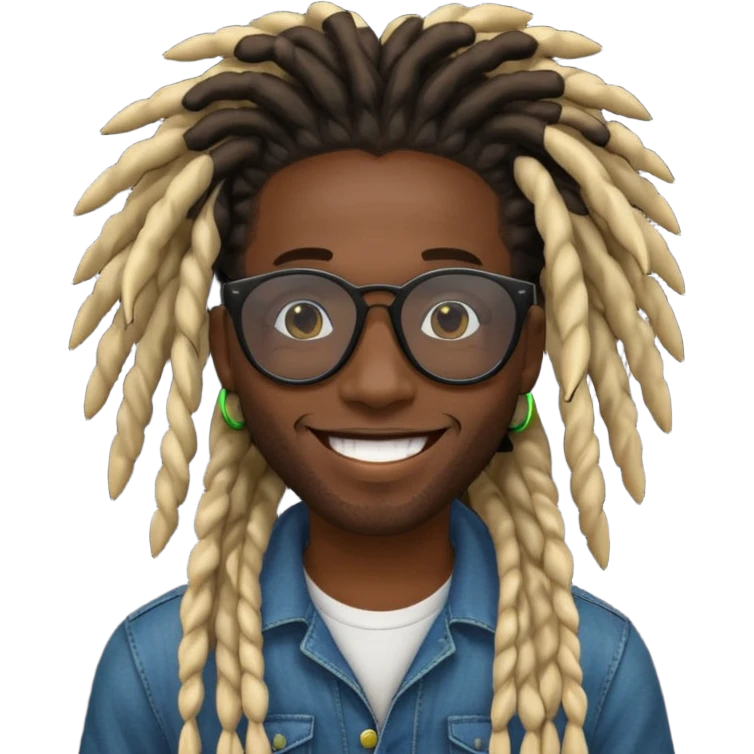 a black african guy with dreadlocks, wearing black shades and aura farming emoji emoji