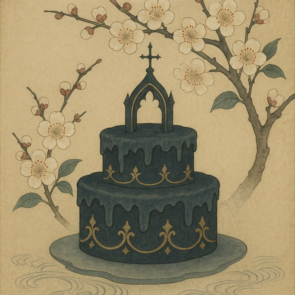 gothic cake, nihonga style emoji