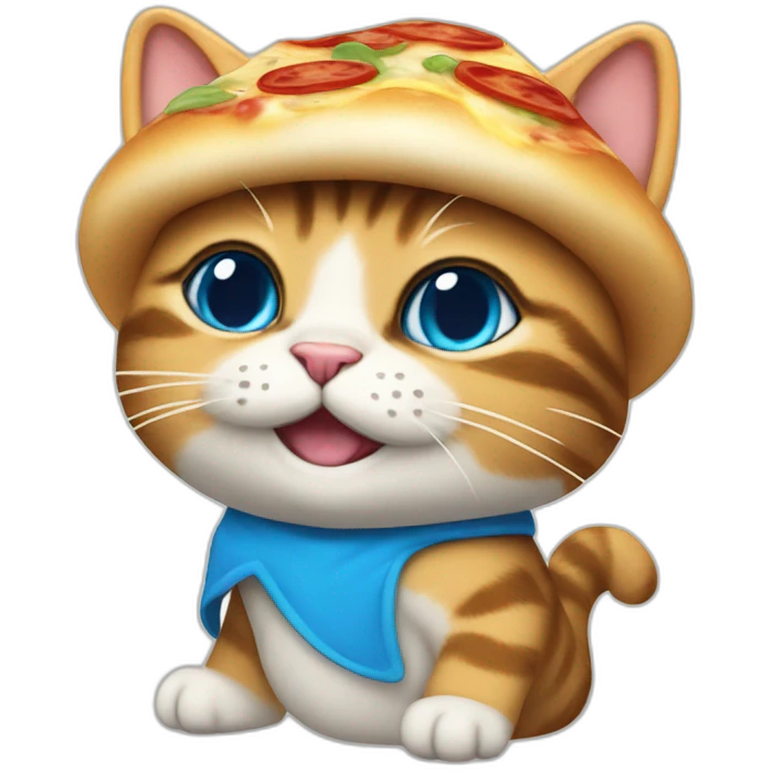 Smurf cat with boorger hat and pizza coat emoji