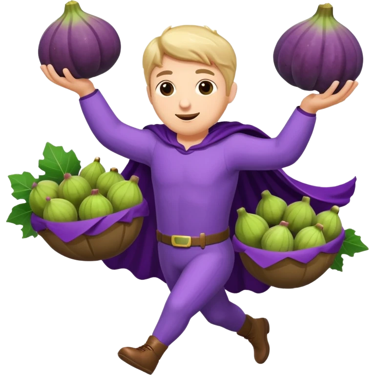 Supermany flying carrying a bunch of figs emoji