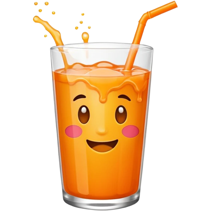 Super sweet mandarin emoji, fizzy juice splash, simple flat design, bold lines, bright orange, transparent background. emoji
