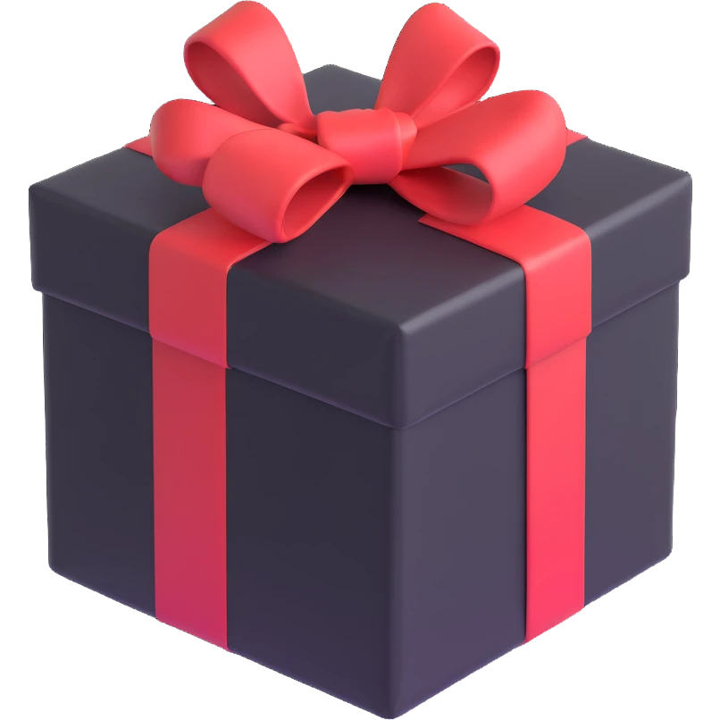 black wrapped present, 3D, iPhone emoji style emoji